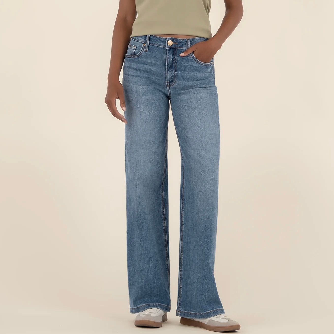 Jean High Rise, Wide Leg, Clean Hem Jean, Ablaze