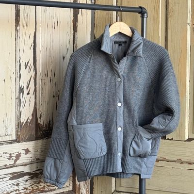 Knit &amp; Quilted Snap Jacket