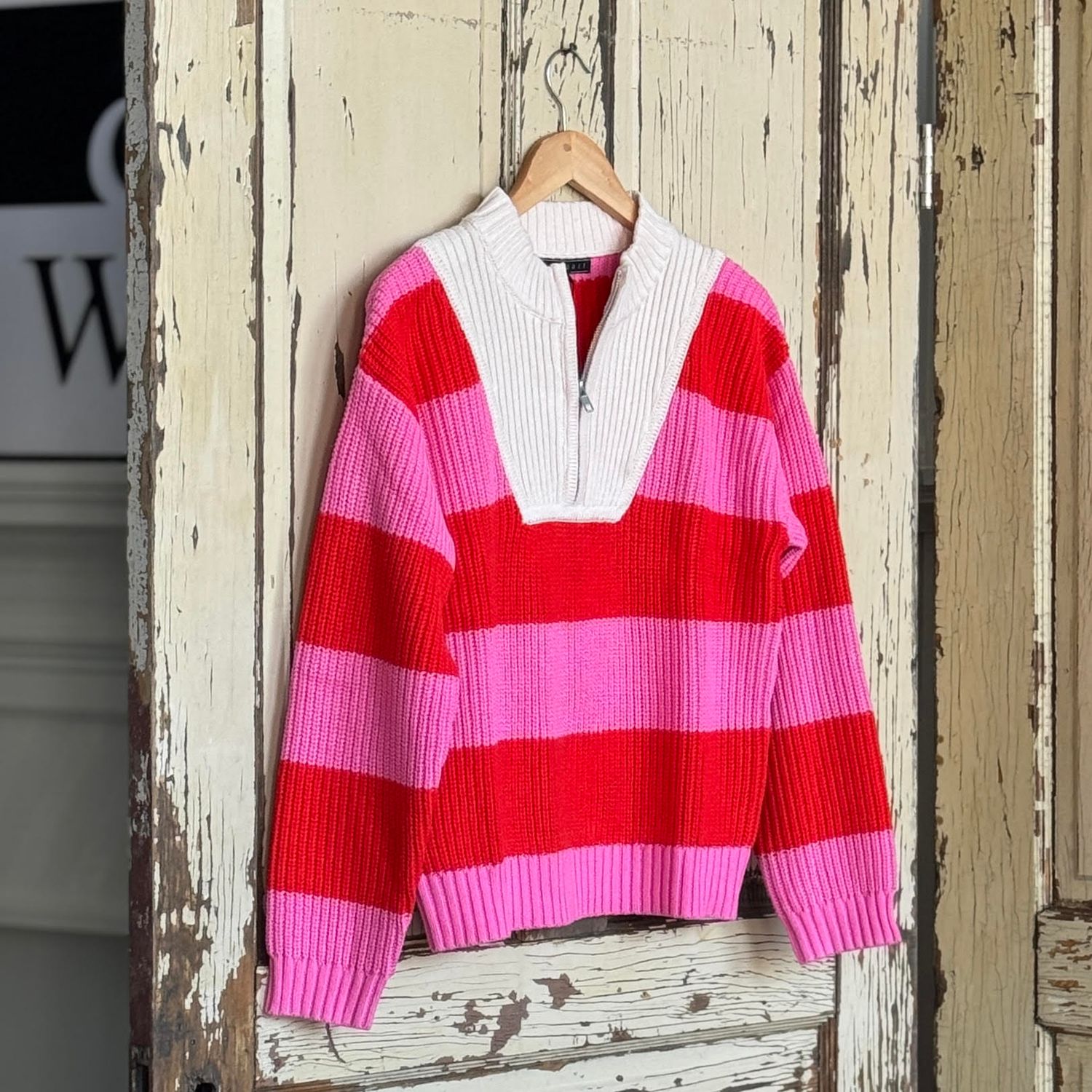 Striped Quarter Zip Sweater