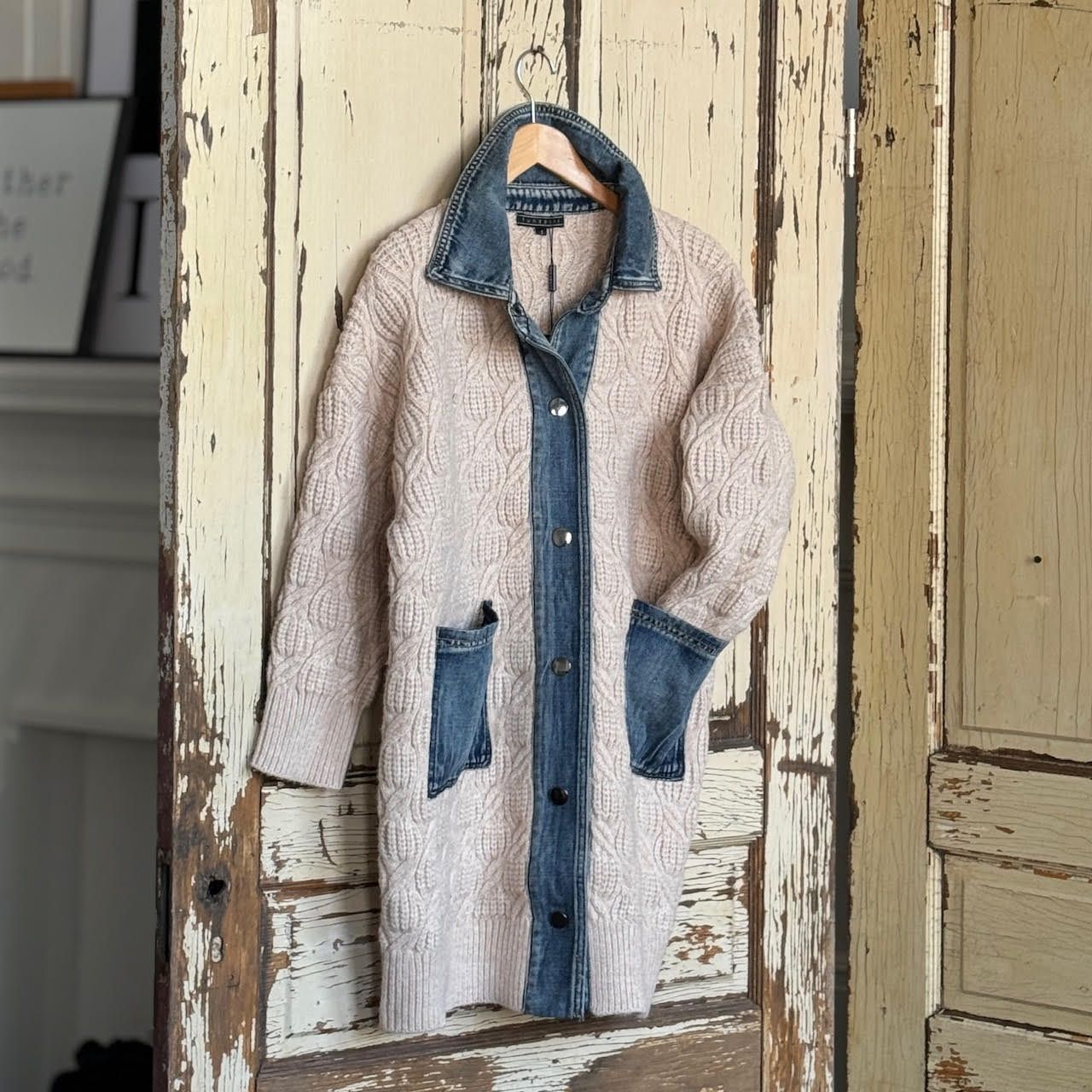Knit and Denim Coat