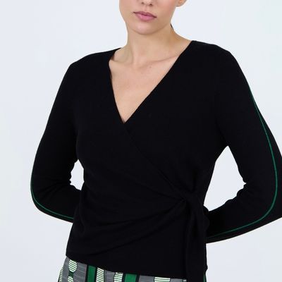 Striped Crossover Sweater