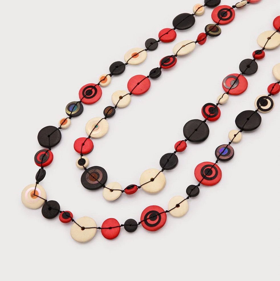 🇨🇦 Endless Necklace w/ Wood Discs, Sequins