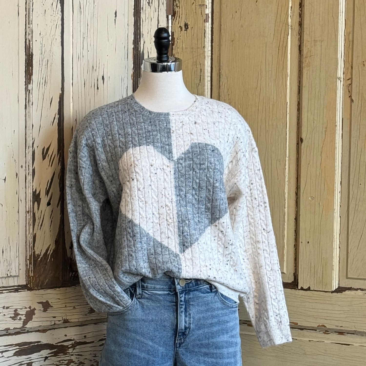Two Tone Heart Sweater