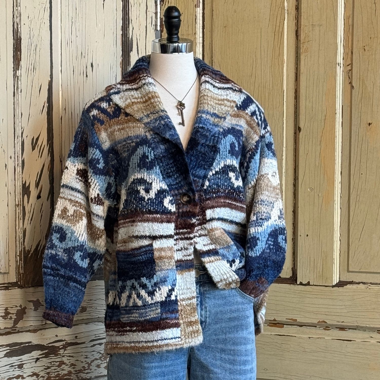 Knit Swirl &amp; Stripe Sweater Jacket