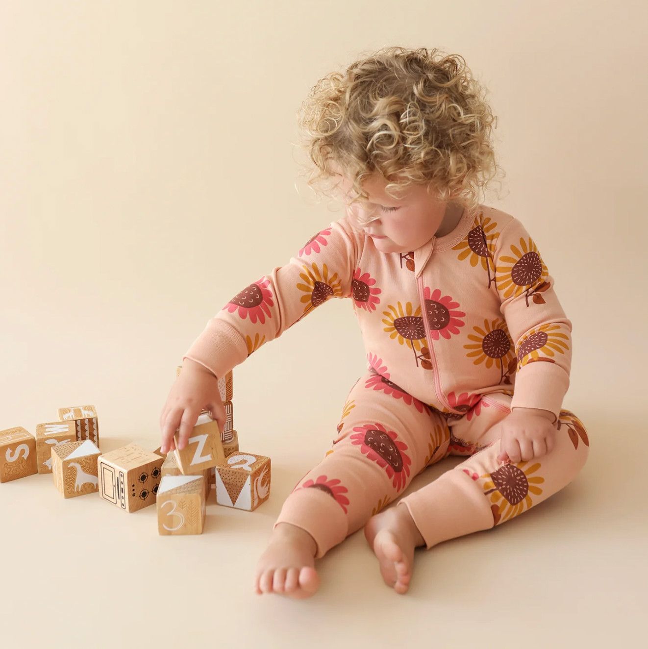 🇨🇦 Organic 2-Way Zip Romper, Sunflowers
