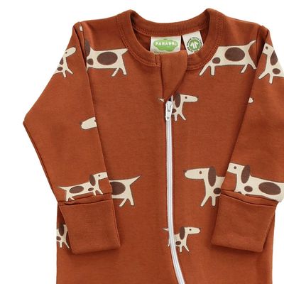 Organic LS 2-Way Zip Romper, Dogs,