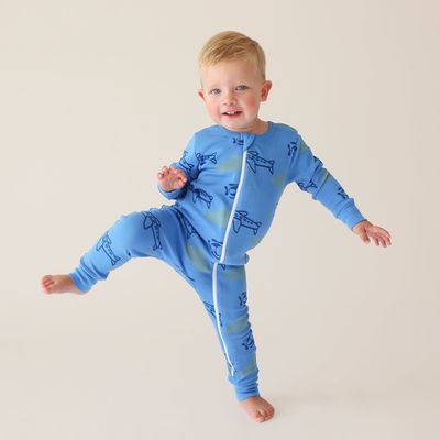 🇨🇦 Organic 2-Way Zip Romper, Airplanes