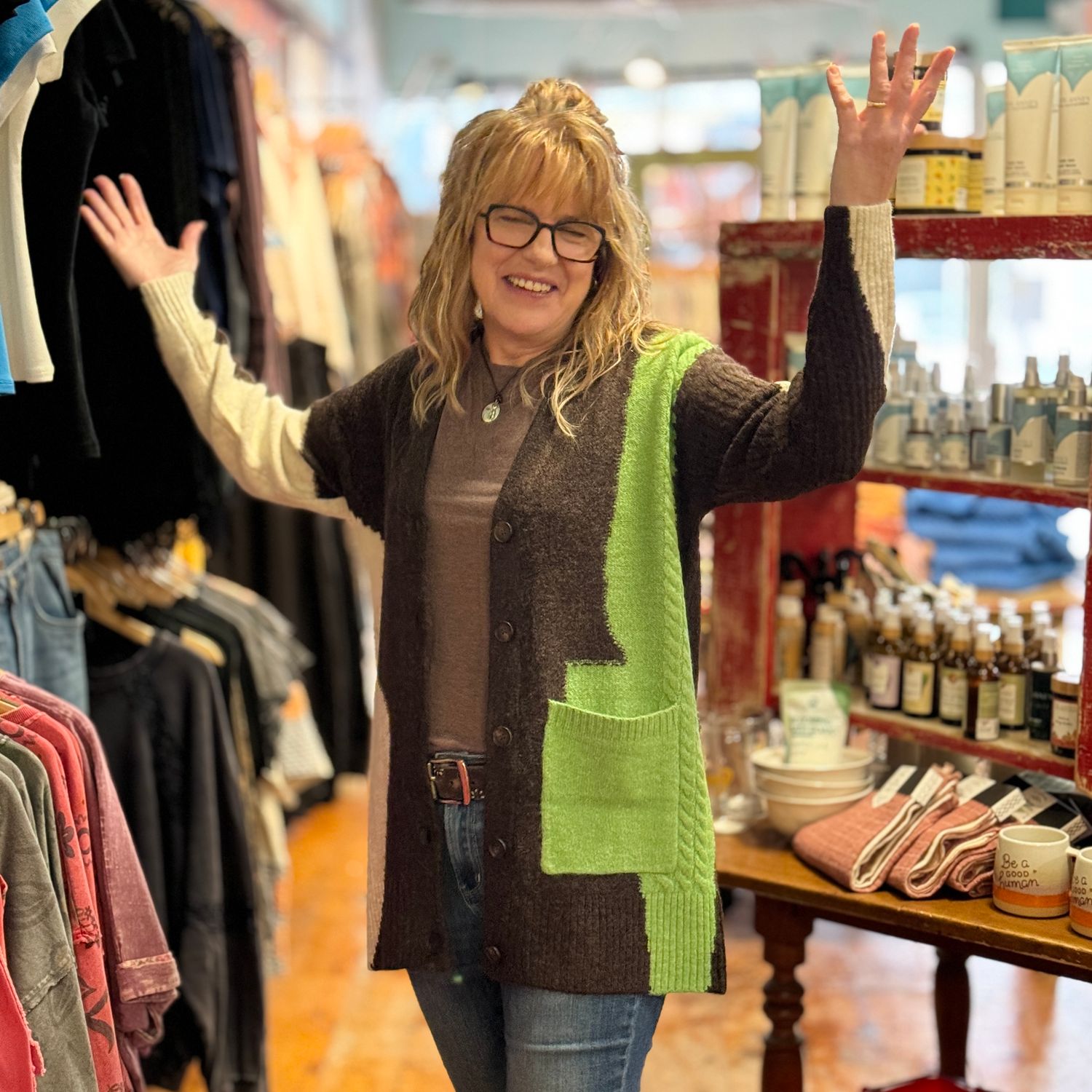 Button Front Pattern Cardigan