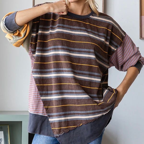 Multicolour Striped Oversized Top