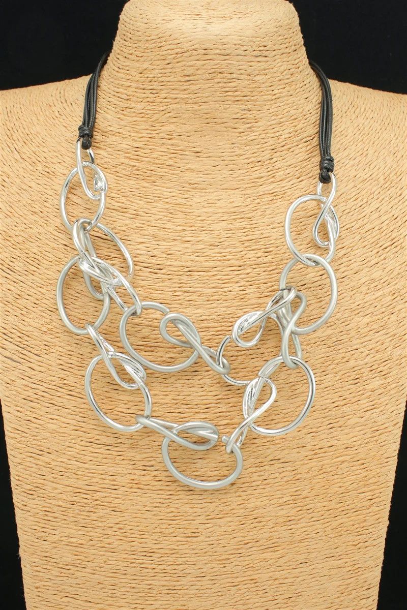 Dbl Strand Lg Link and Cord Necklace
