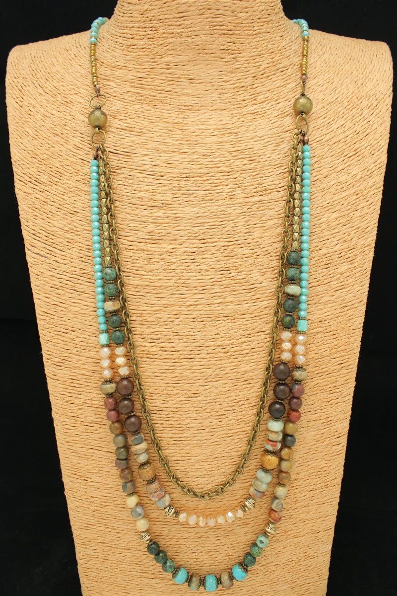 Triple Long Strand Necklace