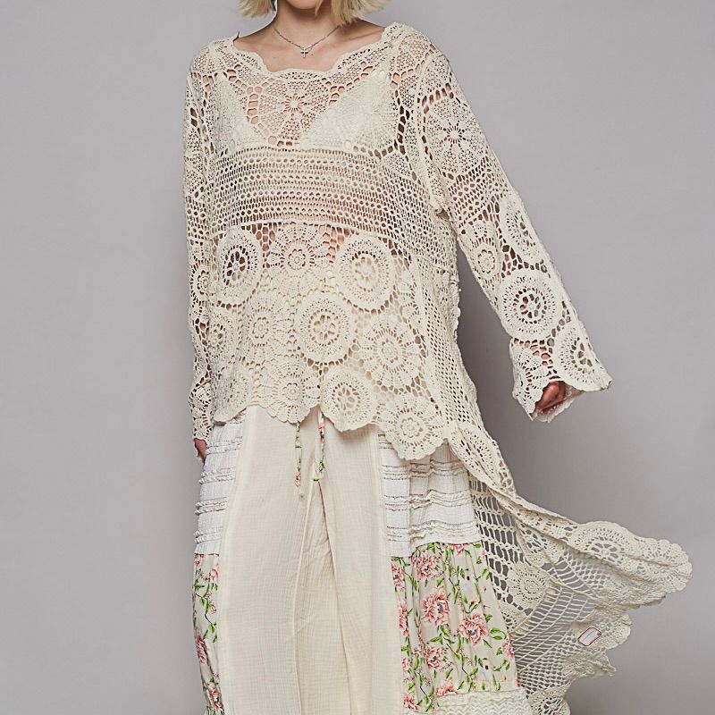 Hi Lo Long Crochet Sweater