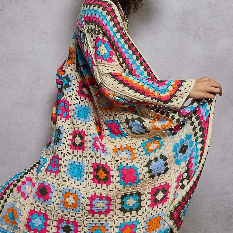 Long Granny Square Crochet Cardi