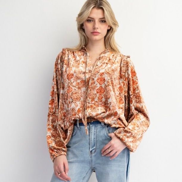 Velvet Floral Printed Top