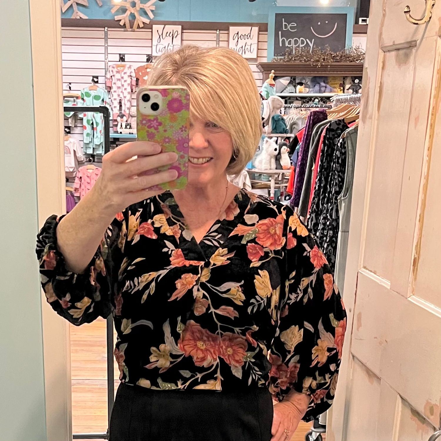 Velvet Floral Burnout Top