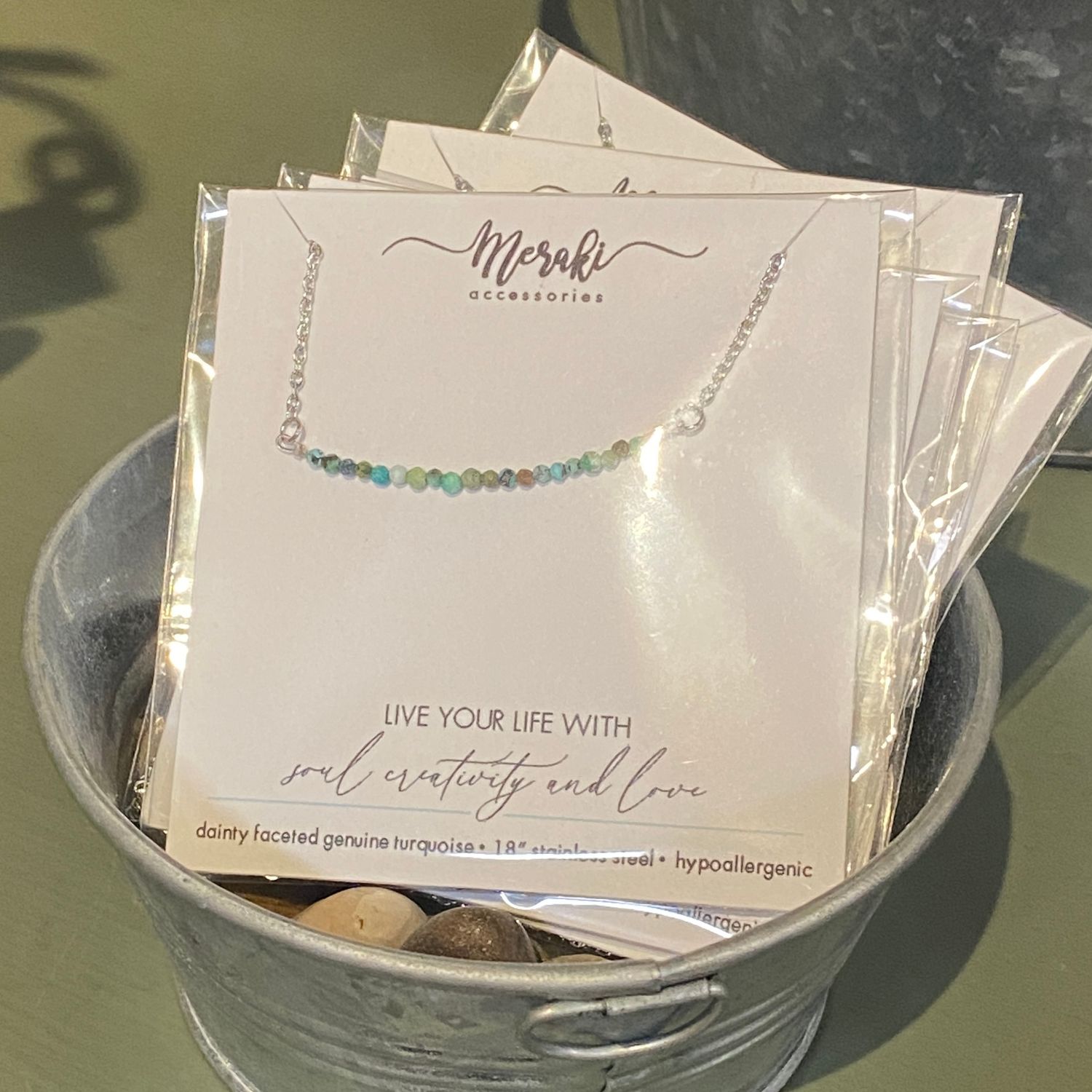 🇨🇦 Mini Facetted Real Natural Turquoise Necklace