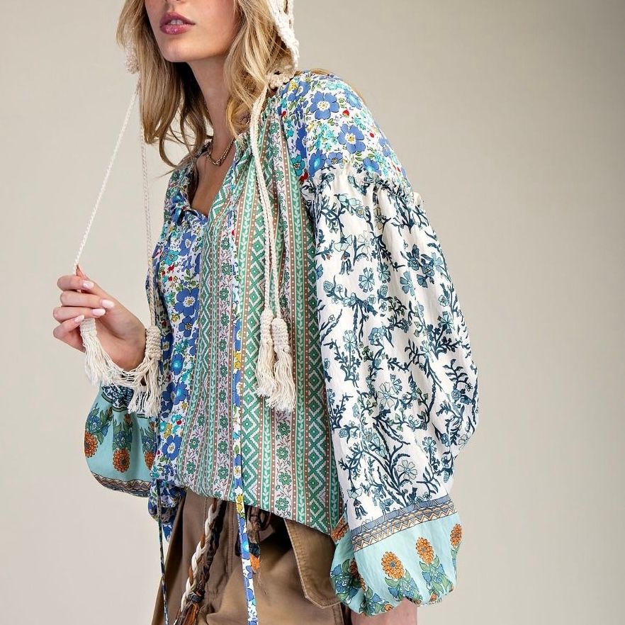 Floral &amp; Mix Pattern Blouse
