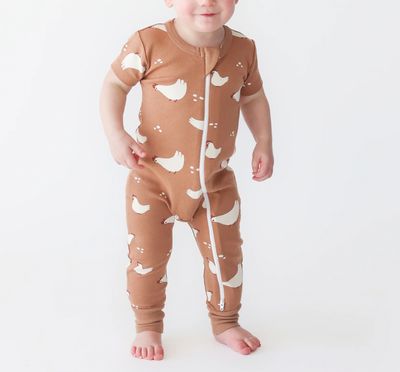 🇨🇦 Organic '2-Way' Zip Romper, Chickens