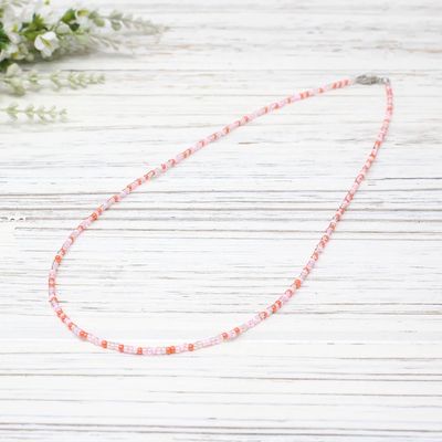 🇨🇦 Flamingo Pink Dainty Bead Necklace