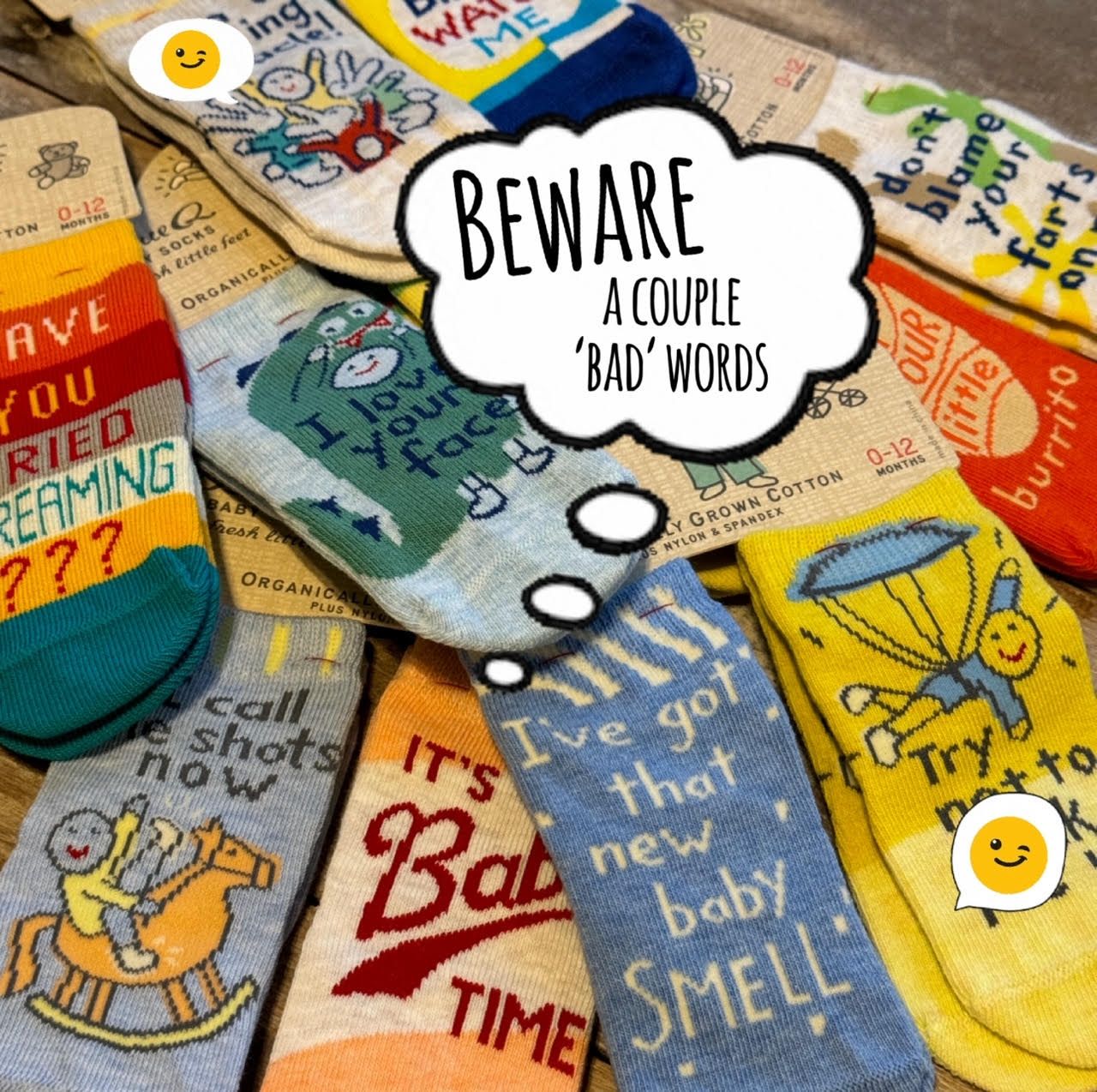 Baby Socks "Beware, Bad Words" 2 pk (13 styles)