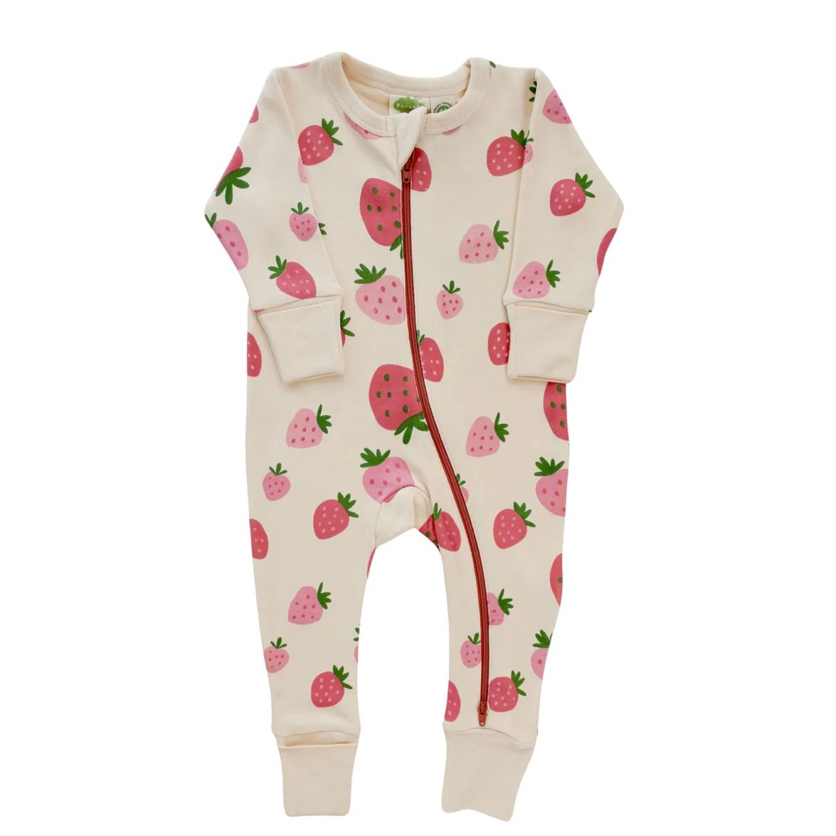 🇨🇦 Organic 2-Way Zip Romper, Strawberry