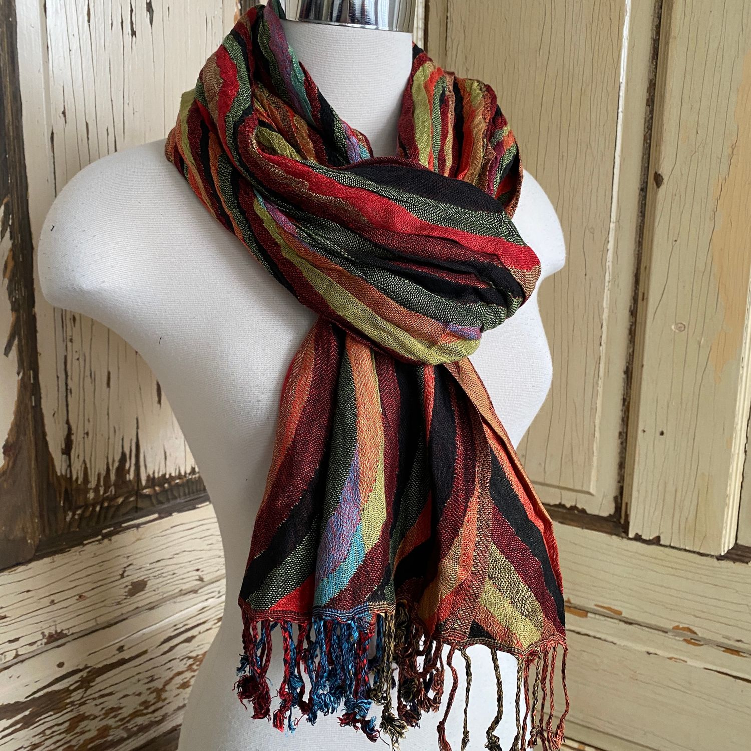 Colourful Wavy Lines Scarf - SALE -