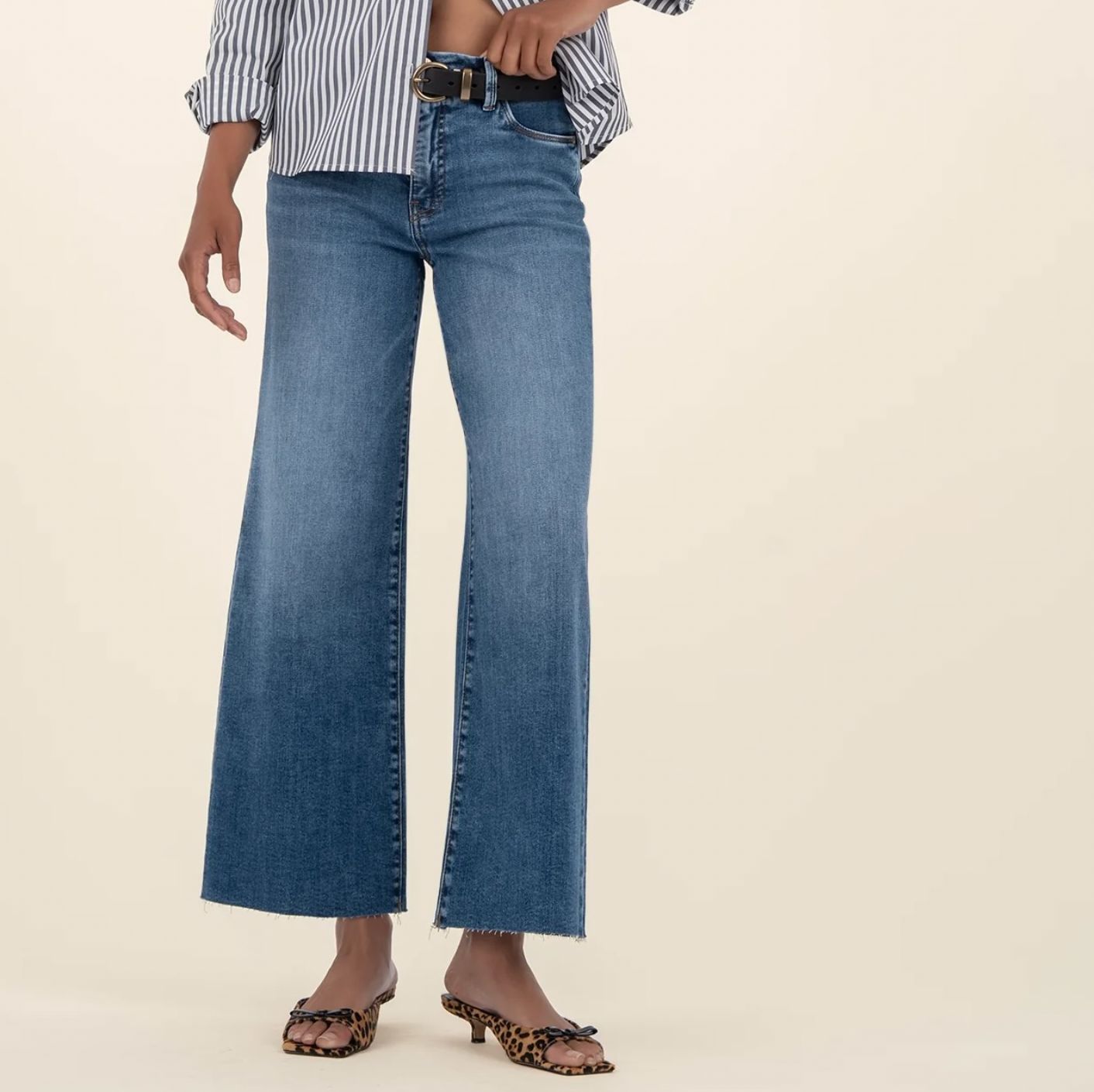 Meg High Rise, Wide Leg, Raw Hem Jean, Toughness - SALE -