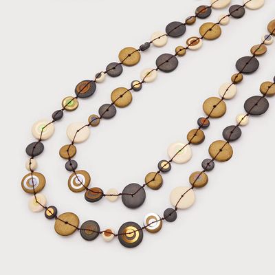 🇨🇦 Endless Necklace w/ Wood Discs, Sequins