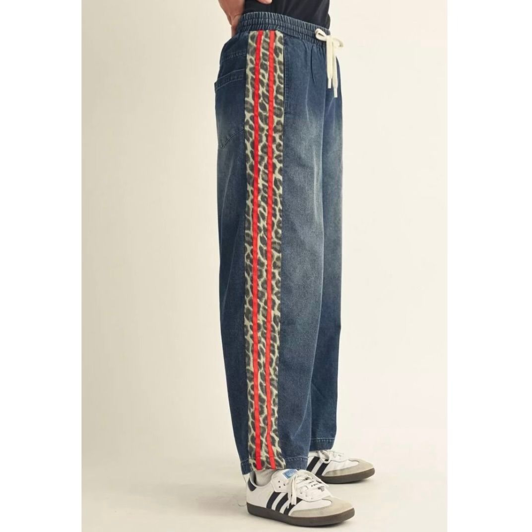 Leopard Accent Denim Pant