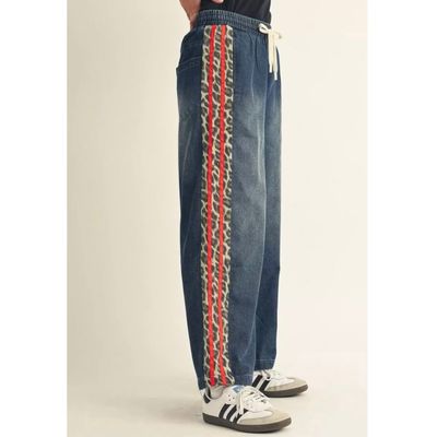 Leopard Accent Denim Pant
