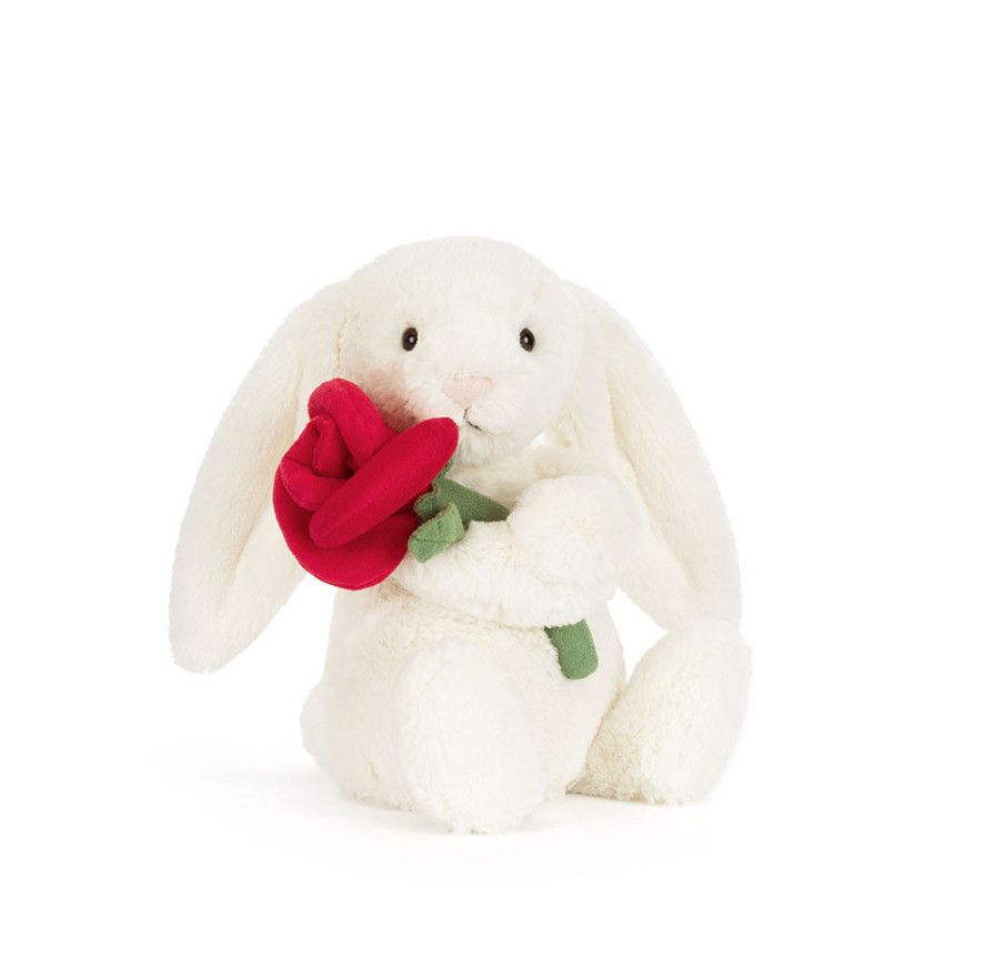 Cream Bunny with Rose