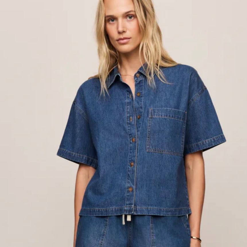 Everyday Denim Button Up Top