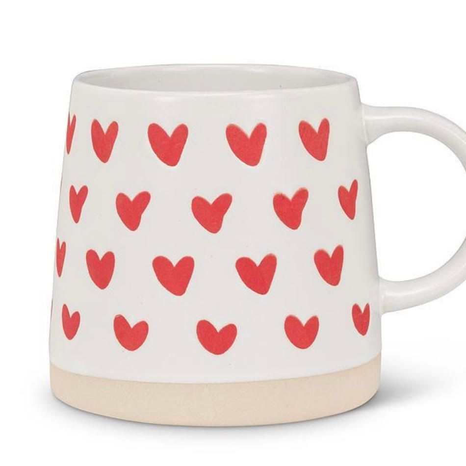 Wide Base Mug with Hearts