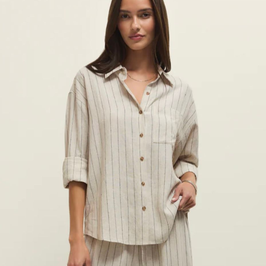 Alfie Striped Button Up Top