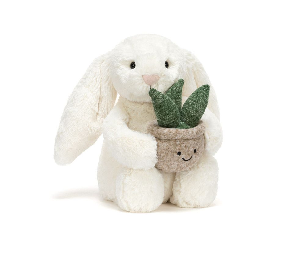 Cream Bunny with Plant