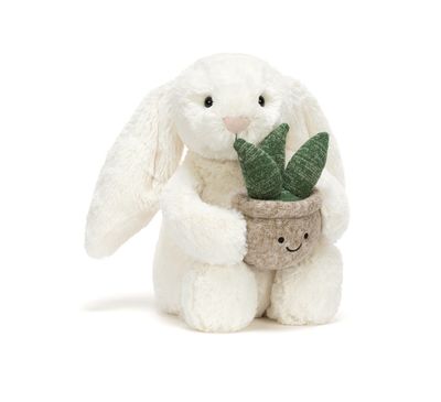 Cream Bunny with Plant