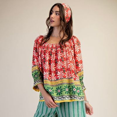 Colourful Floral Boarder Top