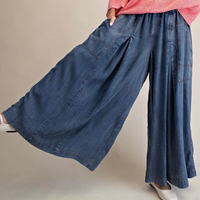 Wide Leg Denim Palazzo Pant