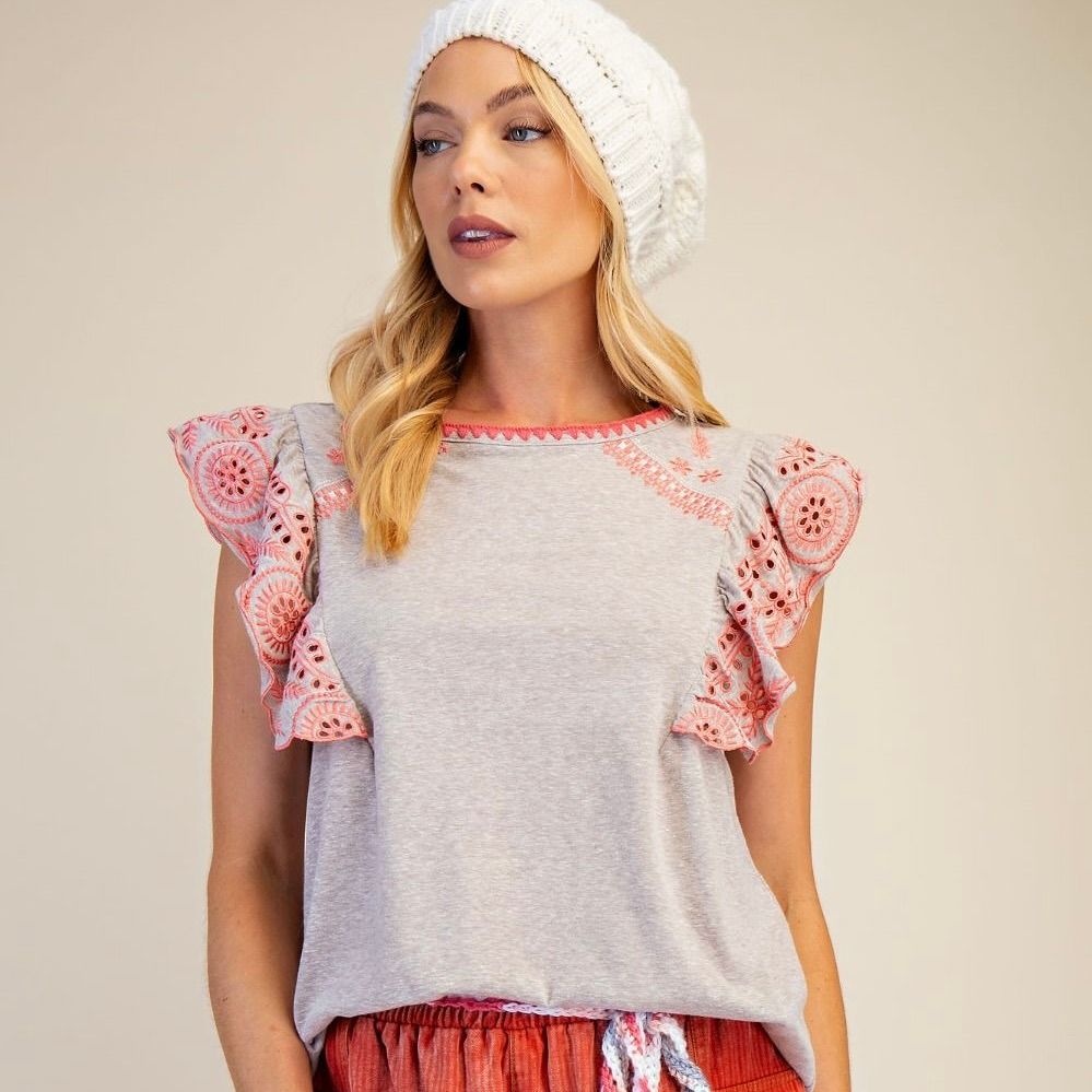 Embroidered Detail Top