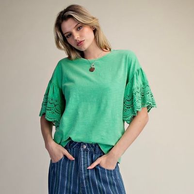 Wing Sleeve Cotton Slub Top
