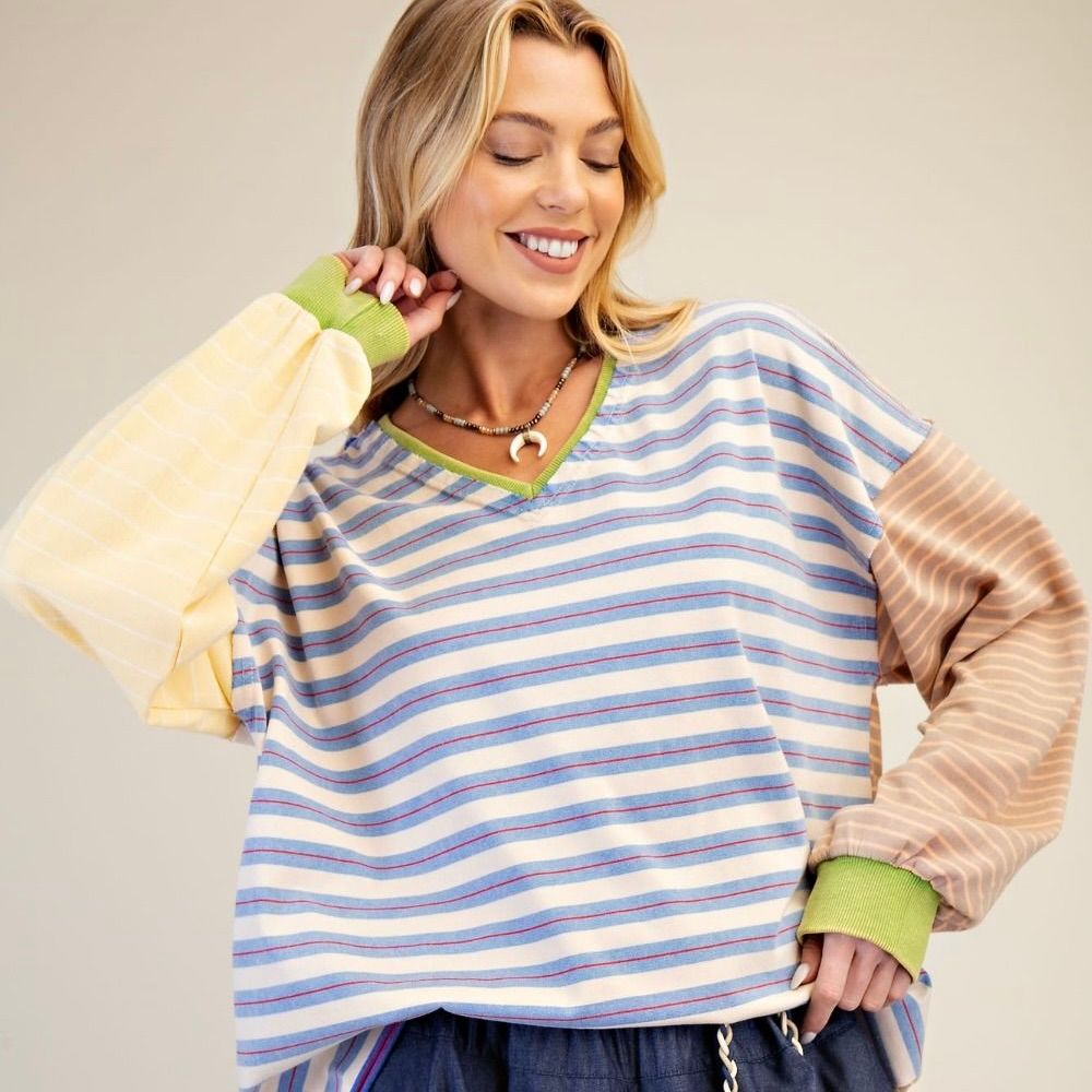 Multicolour Striped Terry Sweatshirt