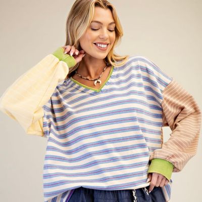 Multicolour Striped Terry Sweatshirt