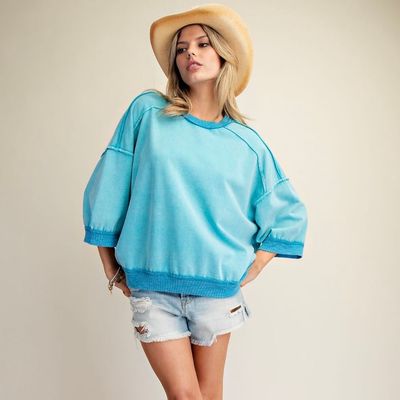 3/4 Sleeve Terry Sweatshirt