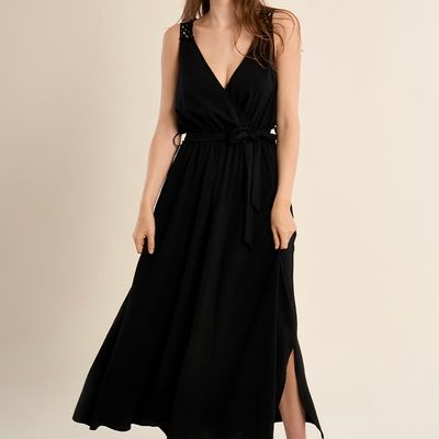 Crochet Strap &amp; Back Side Slit Dress