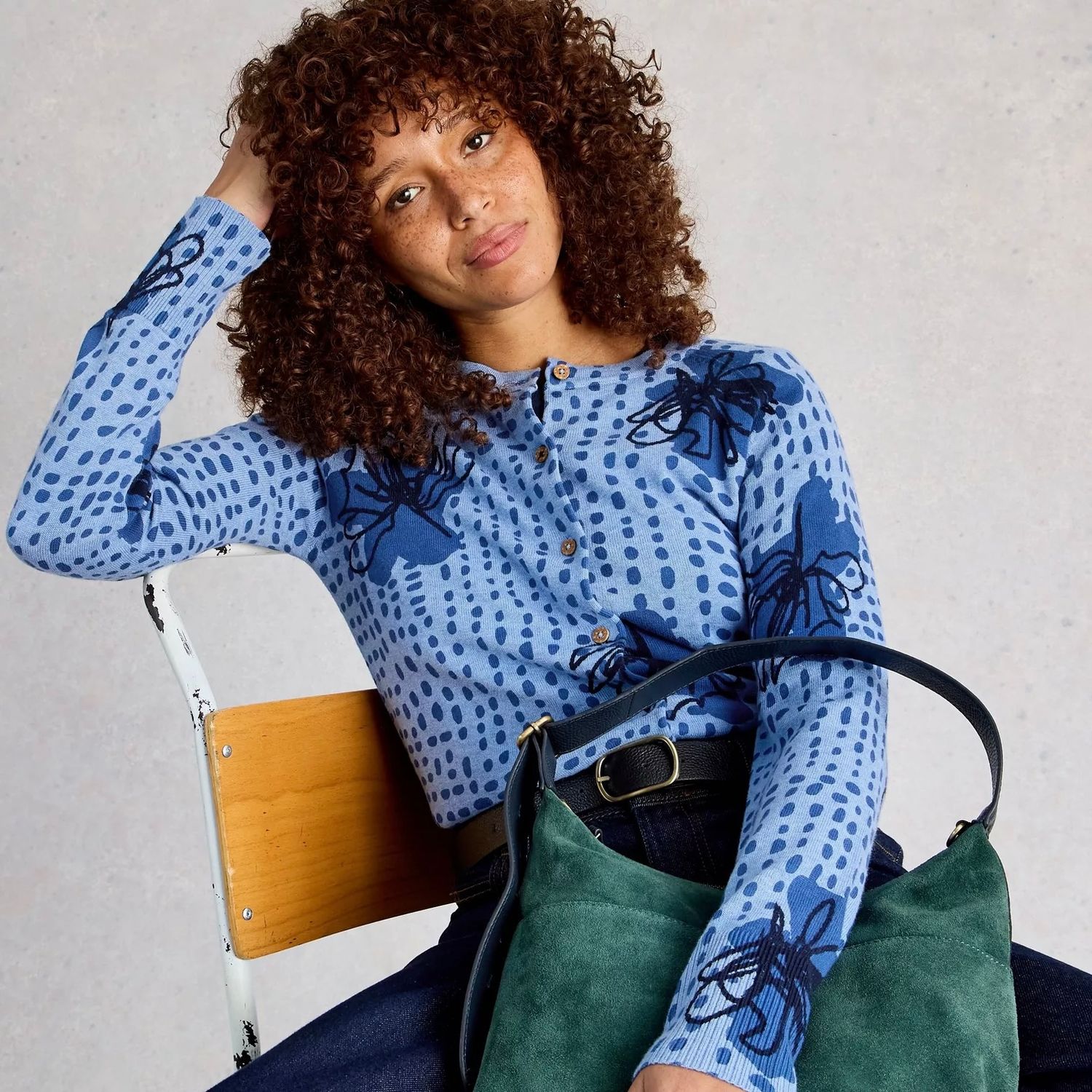 Lulu Crew Neck Print Cardi