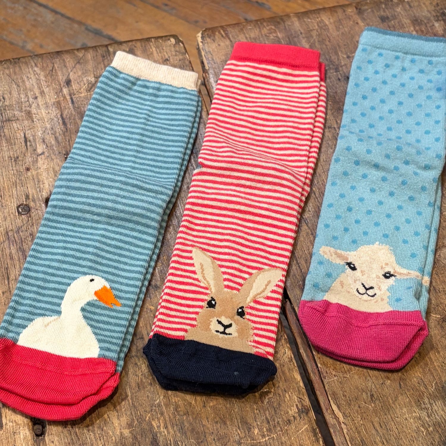3 Pk Sheep, Rabbit Goose Socks