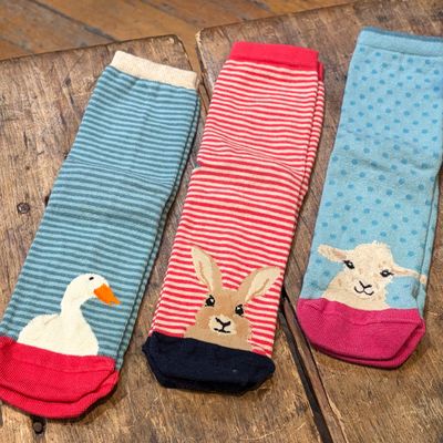 3 Pk Sheep, Rabbit Goose Socks