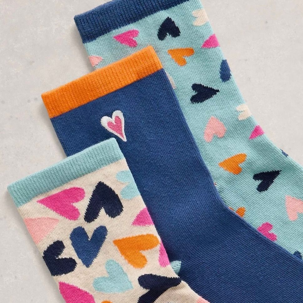 3 Pk Heart Sock
