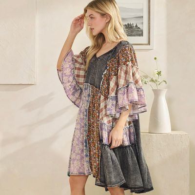 Washed Tiered Ruffle Dress