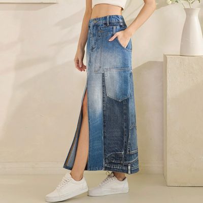 Washed Upcycled Denim Skirt